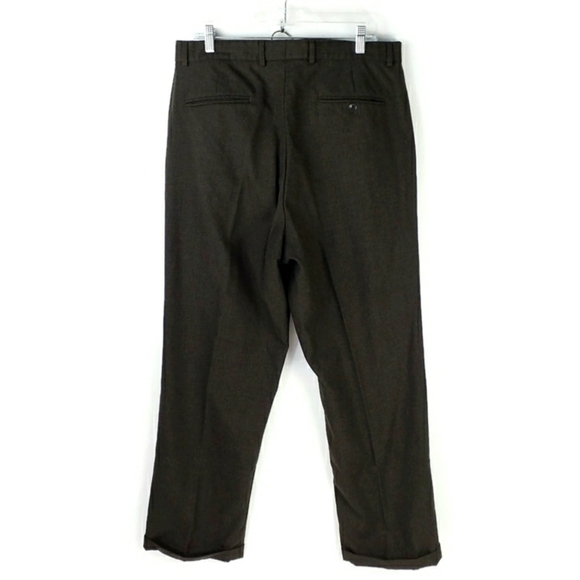 Vintage 7 Collection Brown Pleated Front Tapered Cuffed Wool Dress Pants Mens 34 - Picture 2 of 14